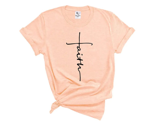 RUSTIC UNITED Faith Shirt - Christian Womens T-Shirt with Cross and Scripture Inspirational Clothing for Easter and Faith