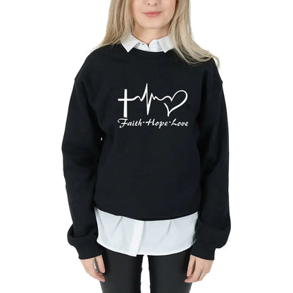 Faith Hope Love Graphic Long Sleeve Hoodie